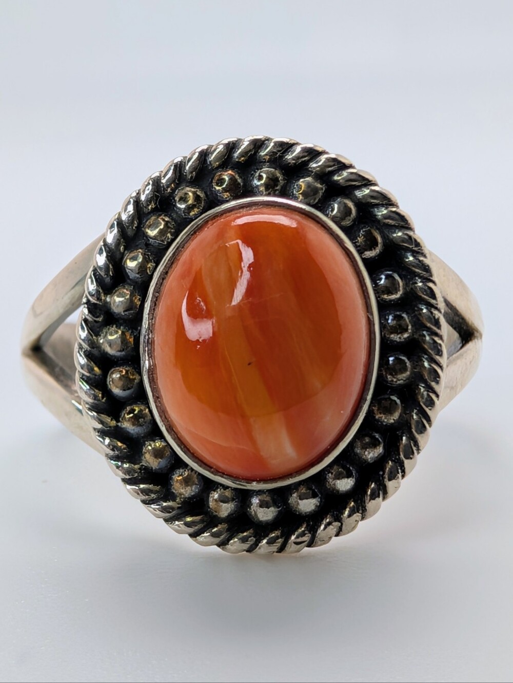 Orange Spiny Oyster S925 Sterling Silver Ring Size 9